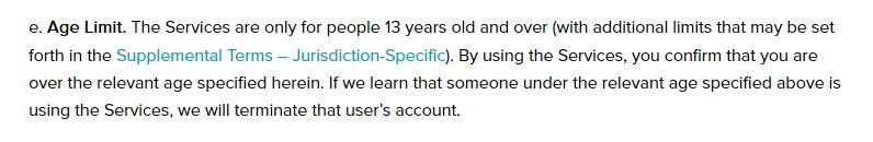 TikTok's age limit.