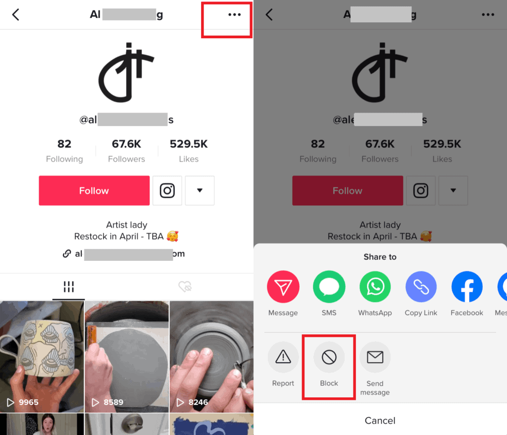 How to block an account for TikTok safety.