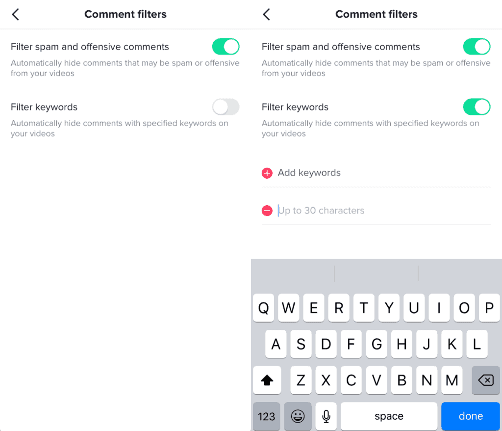 Comment filters.